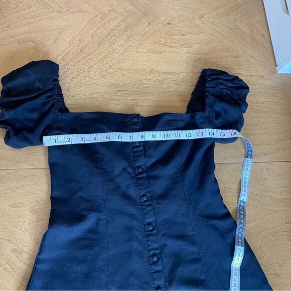 Zara Black Puff Sleeve Linen Blend Mini Dress Size XS - Picture 11 of 14